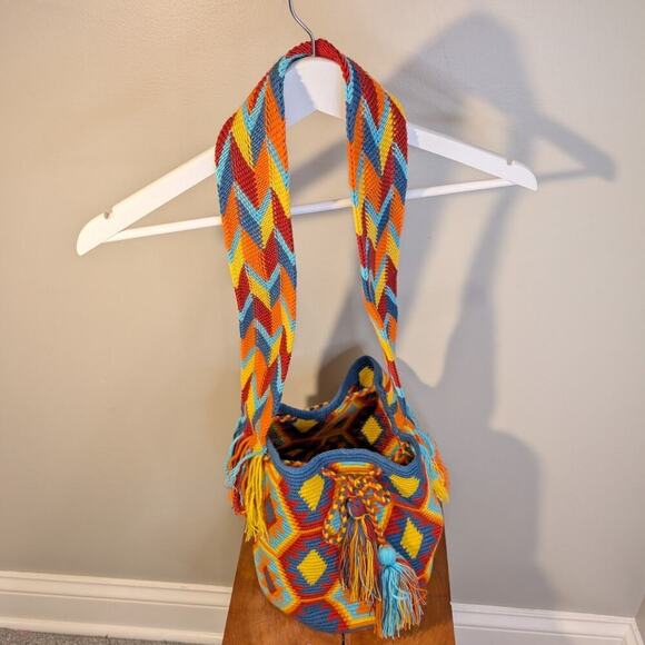 Wayuu Bag Mochilla Crocheted Tapestry Tassels Handmade Cotton - OS - Picture 5 of 5